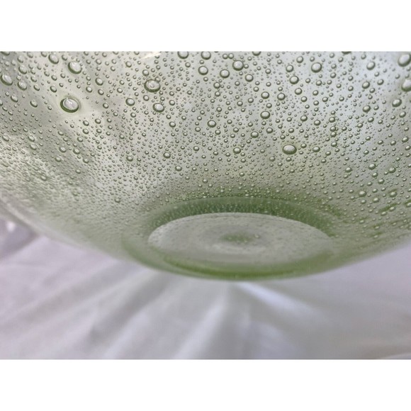Hand Blown Bubble Glass Light Green Round 12 3/4" Serving Platter - Picture 5 of 7